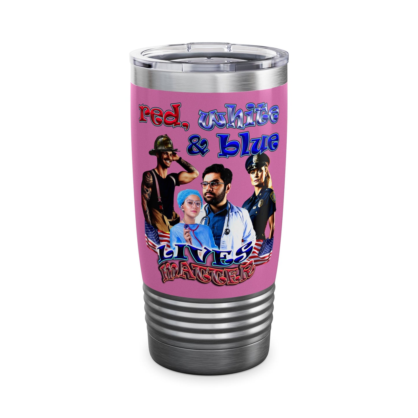 rw&b lives matter - Ringneck Tumbler, 20oz (light pink)