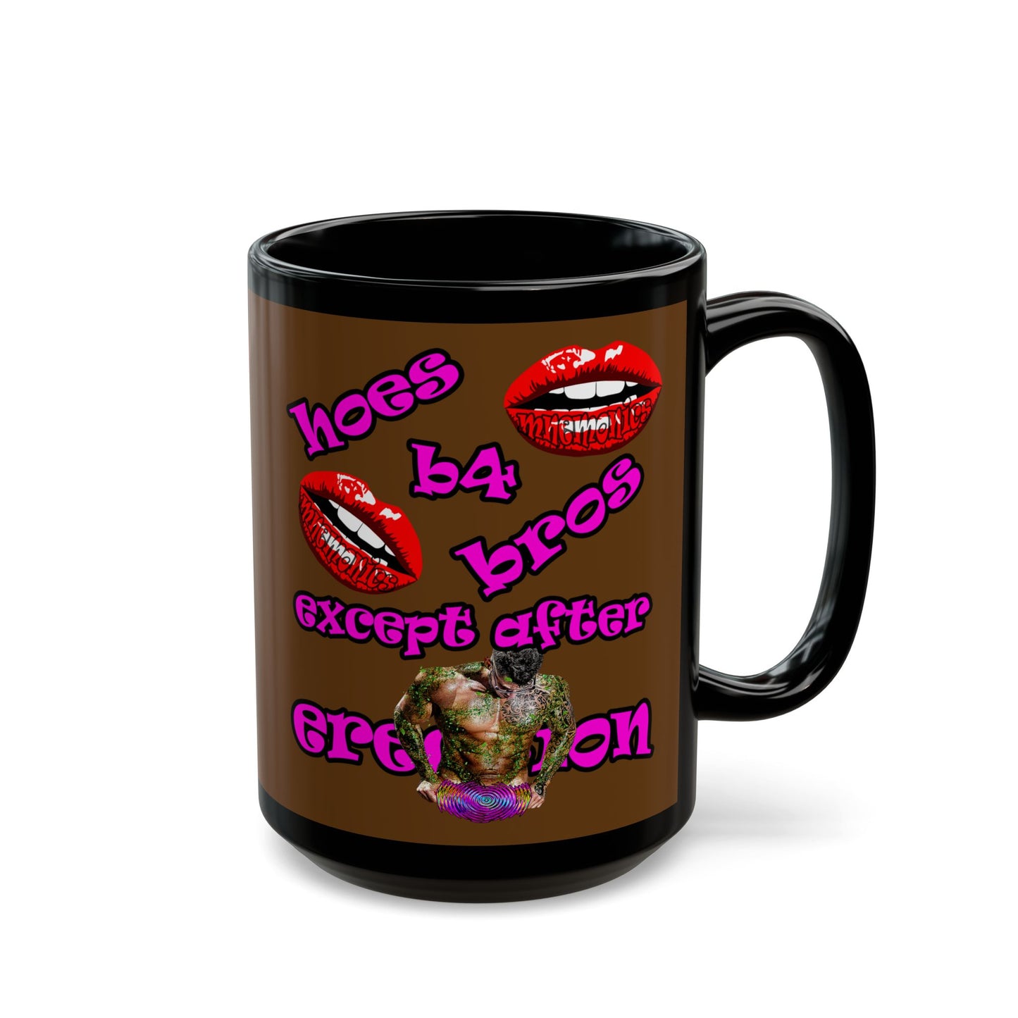 hoes b4 bros - Black Mug (brown)