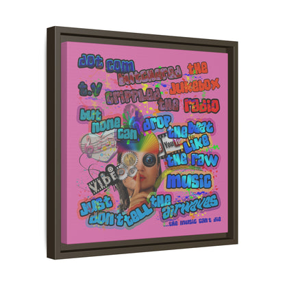 drop the beat - framed canvas art (light pink)