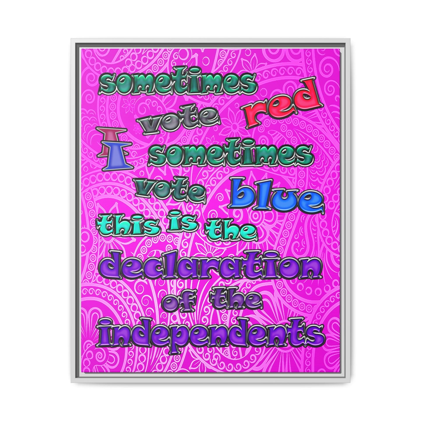 declaration of the independents - framed canvas art (pink swirl)