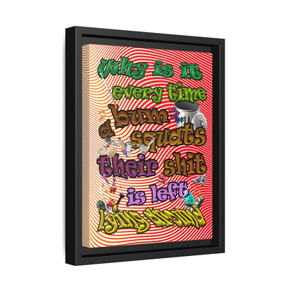 the bum's shit - framed canvas art (yellow-orange wave)