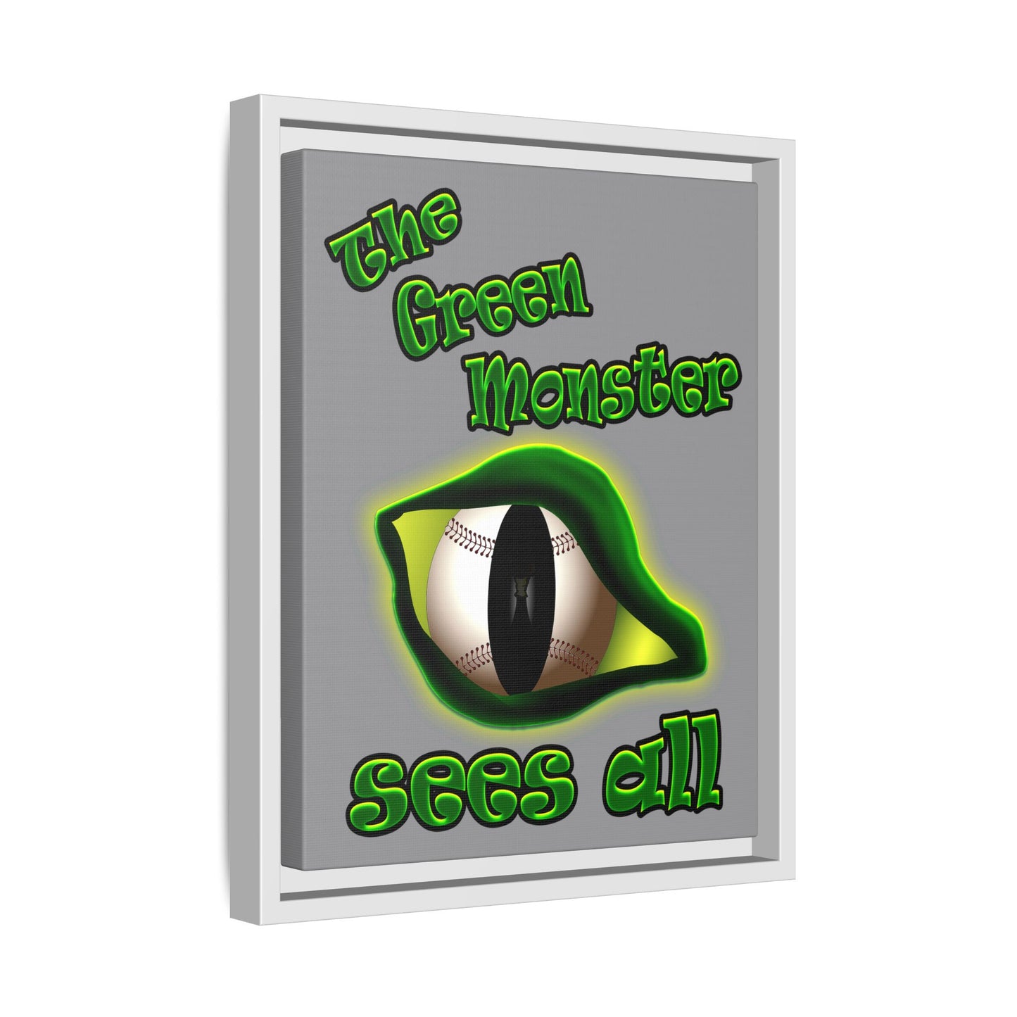 green monster - framed canvas art (grey)