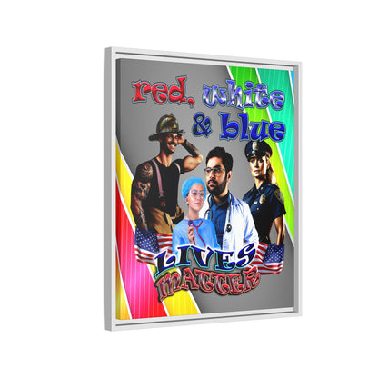 rw&b lives matter - framed canvas art (rainbow split)
