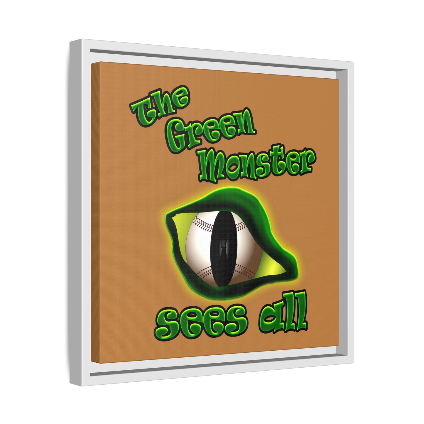 green monster - framed canvas art (light brown)