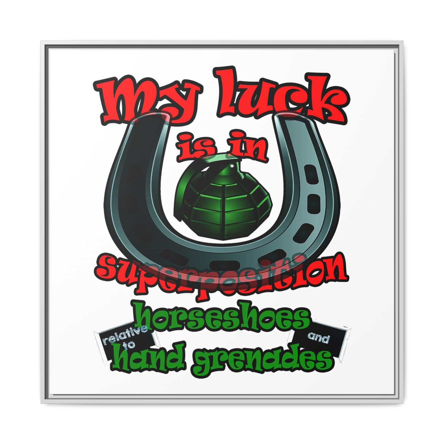 my luck - framed canvas art (white)
