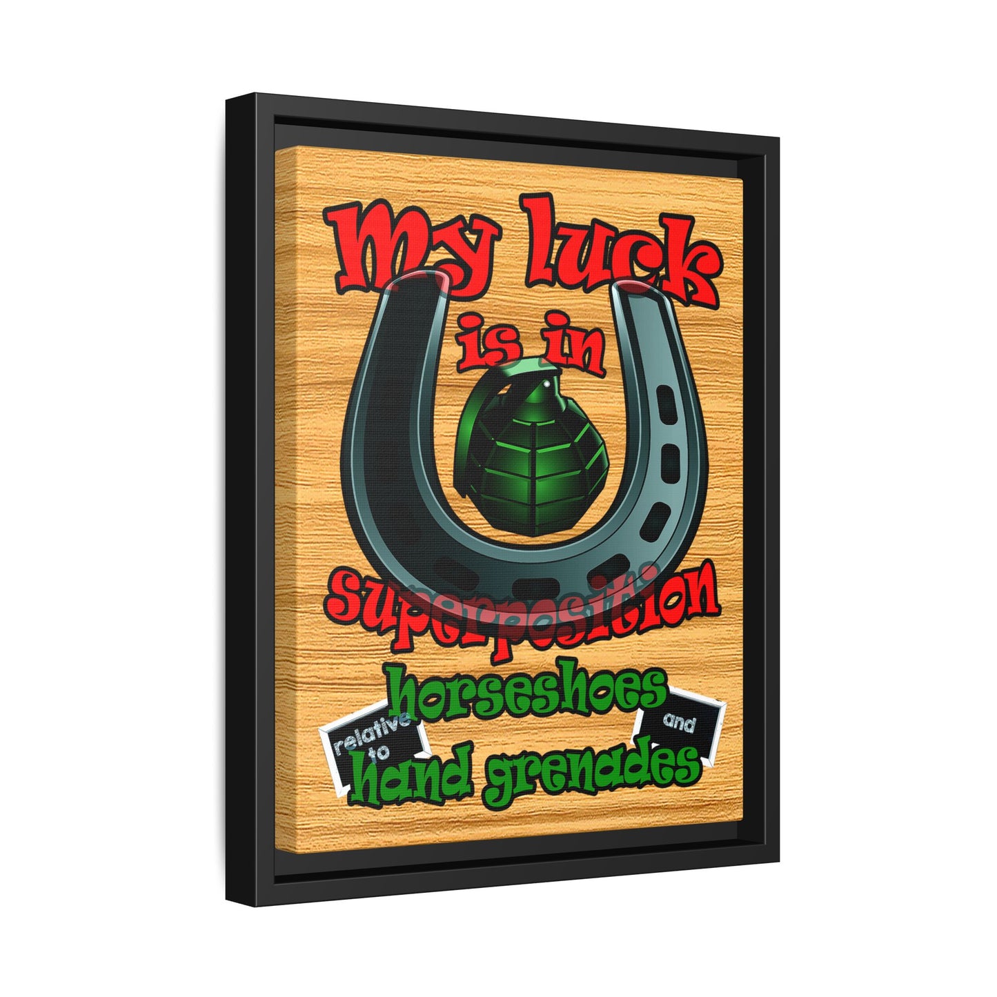 my luck - framed canvas art (butterscotch wood finish)