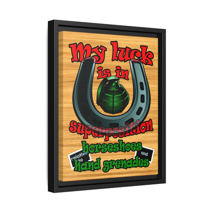 my luck - framed canvas art (butterscotch wood finish)