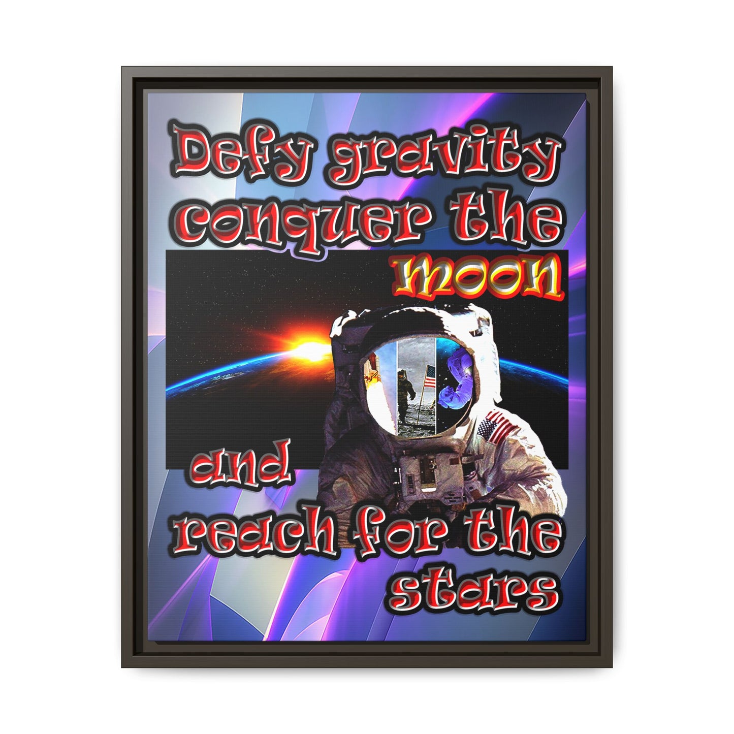 defy conquer reach - framed canvas art (grey-pink wave)