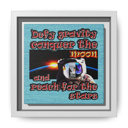 defy conquer reach - framed canvas art (faded blue)