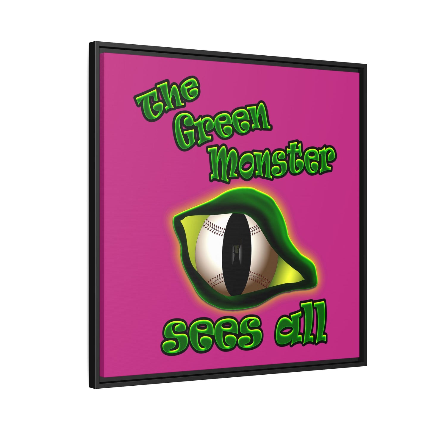 green monster - framed canvas art (pink)