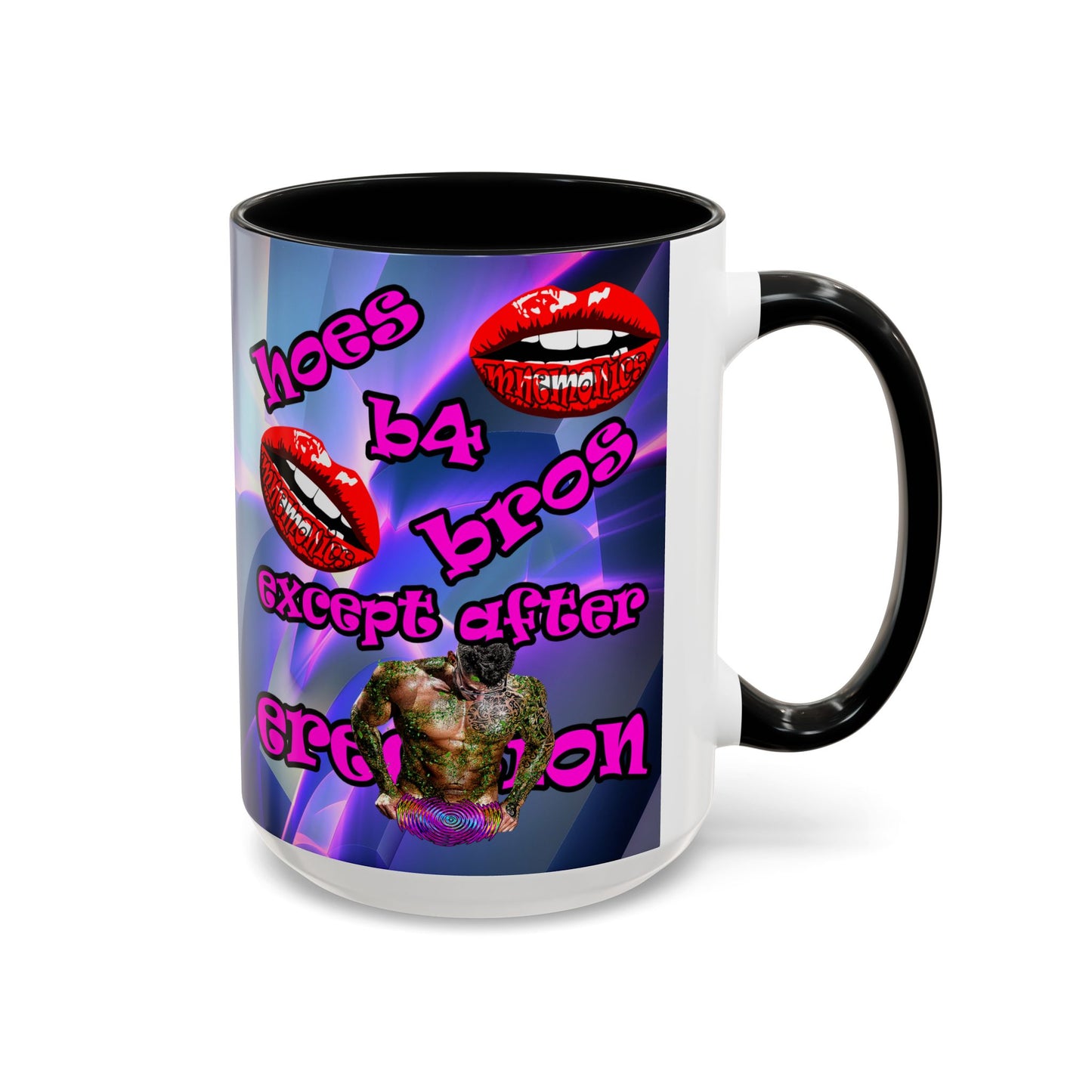 hoes b4 bros - Accent Mug (grey-pink wave)