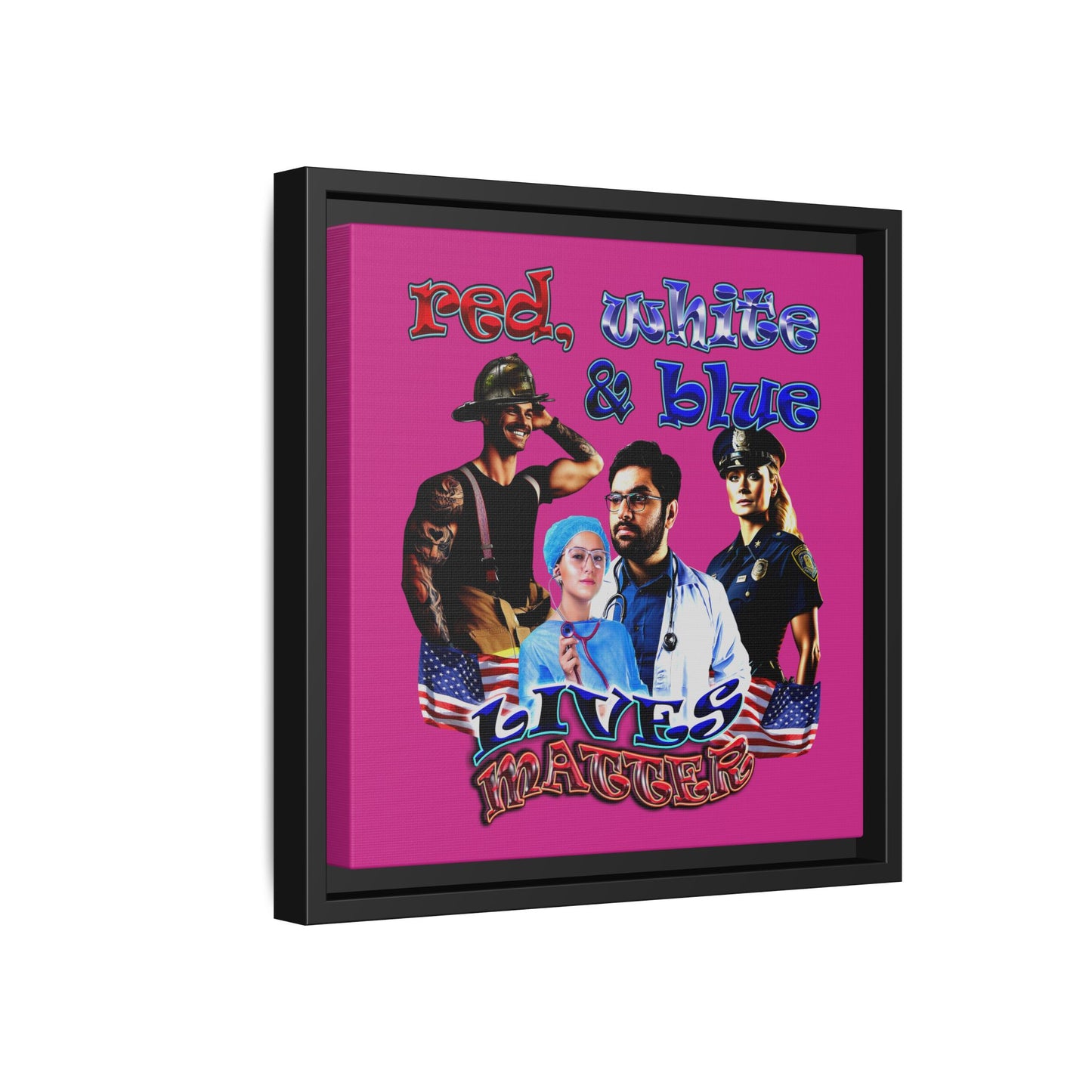 rw&b lives matter - framed canvas art (pink)