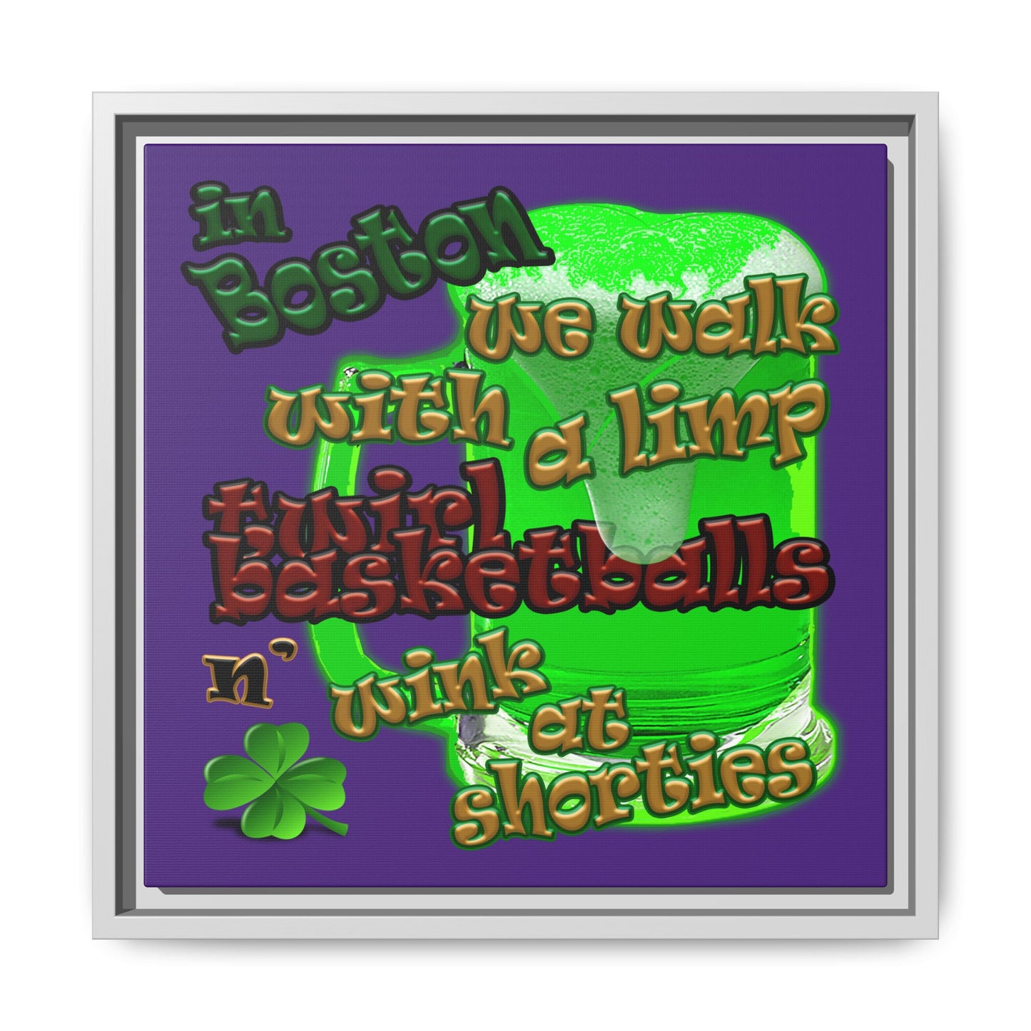 celtics logo - framed canvas art (purple)