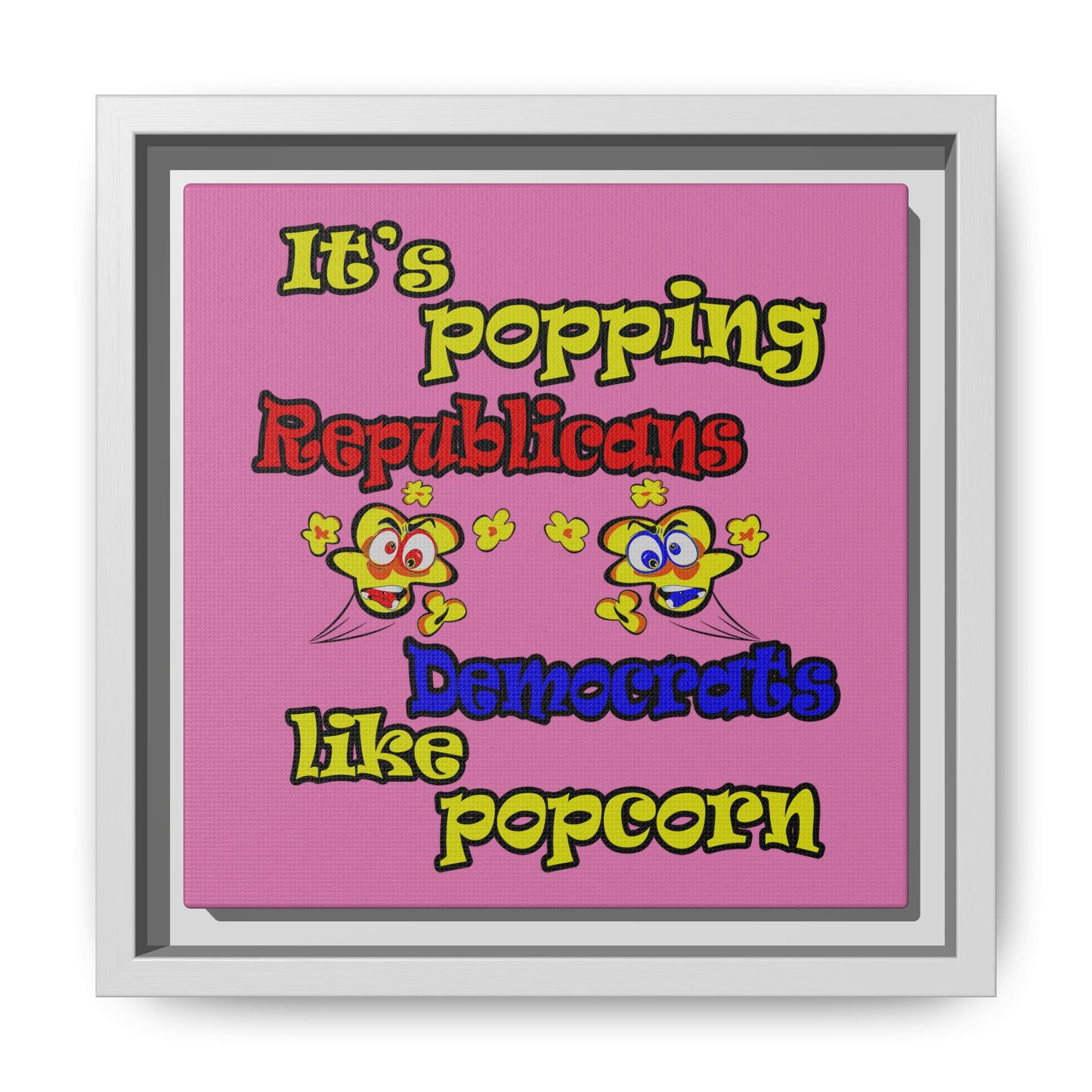 popping like popcorn - framed canvas art (light pink)