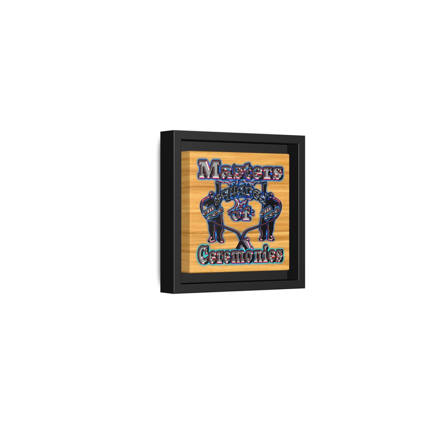 em cee squared - framed canvas art (butterscotch wood finish)