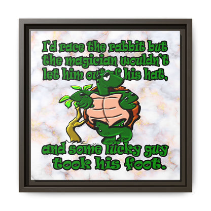 turtle race - framed canvas art (white marble)