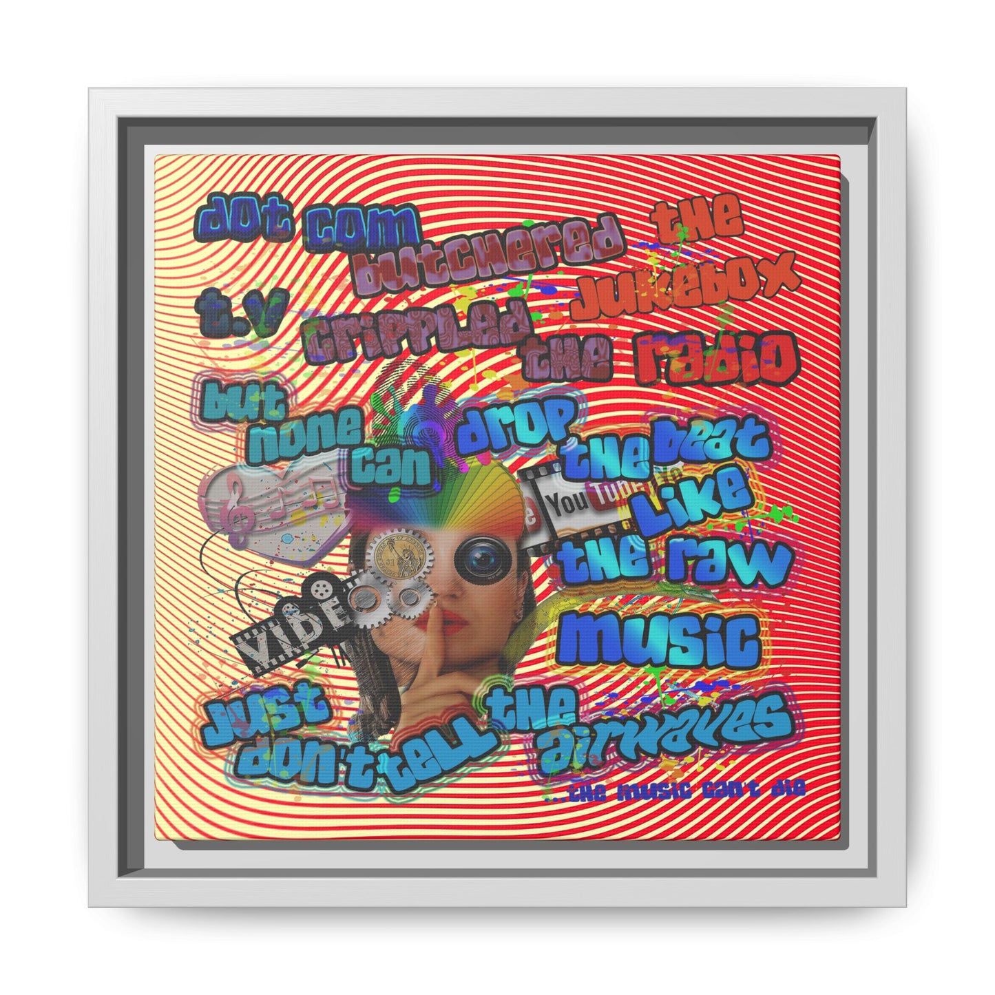 drop the beat - framed canvas art (yellow-orange wave)