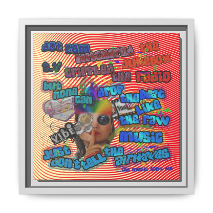 drop the beat - framed canvas art (yellow-orange wave)