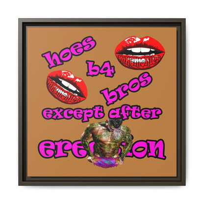 hoes b4 bros - framed canvas art (light brown)