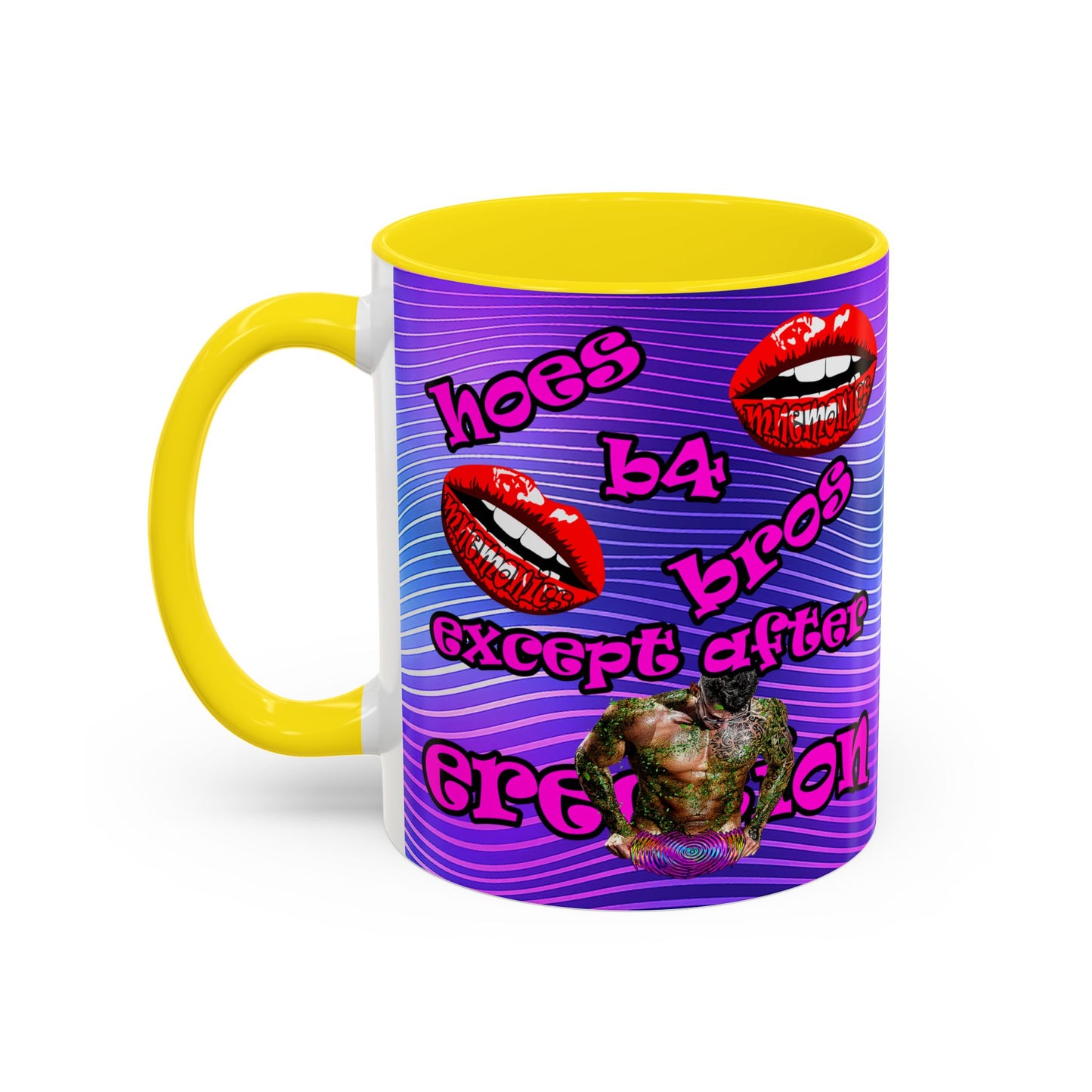 hoes b4 bros - Accent Mug (purple wave)