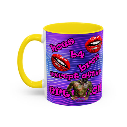 hoes b4 bros - Accent Mug (purple wave)