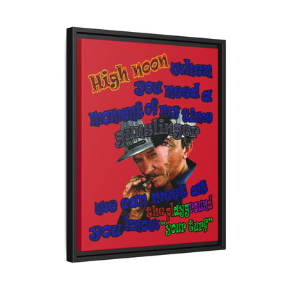 high noon - framed canvas art (dark red)