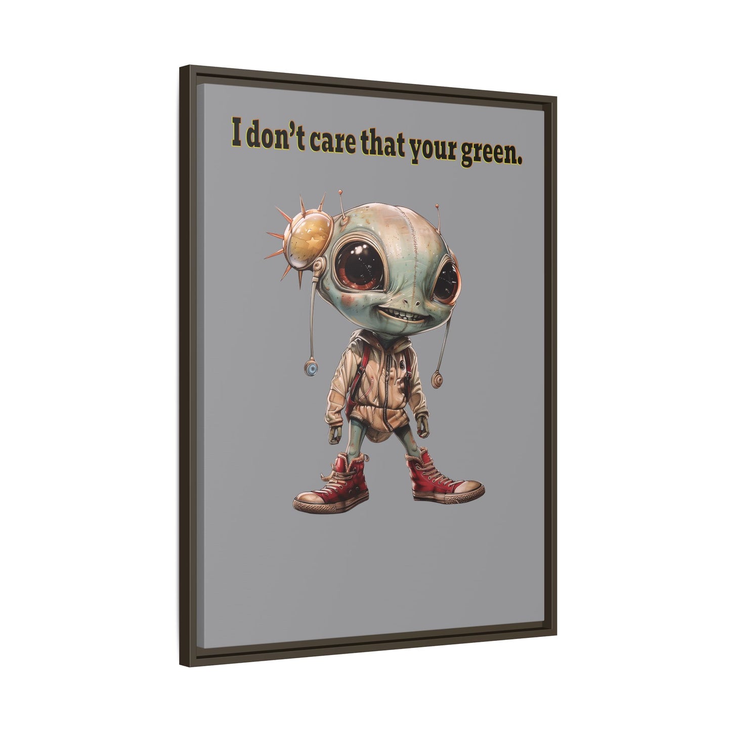 I don't care that your green - framed canvas art (grey)