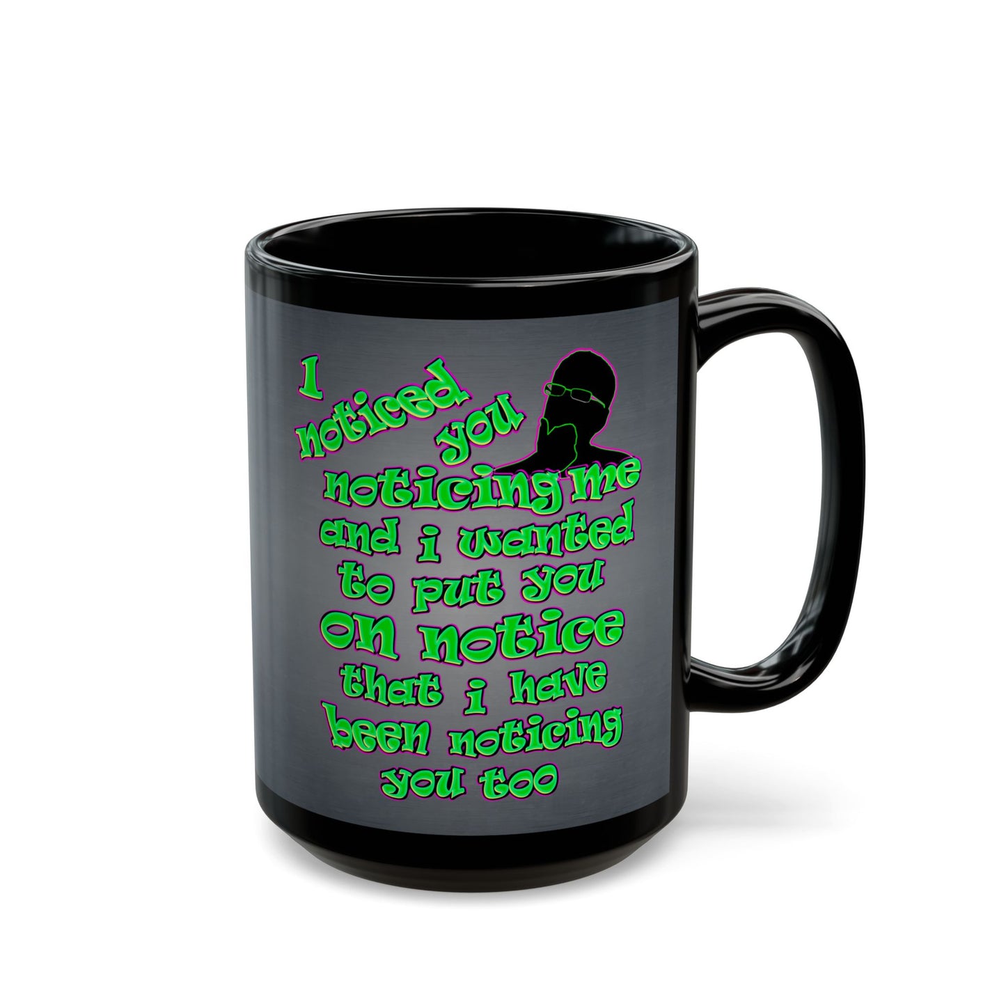 noticed you noticing - Black Mug (grey-light grey)