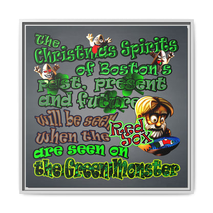 christmas spirits of boston - framed canvas art (grey-light grey)