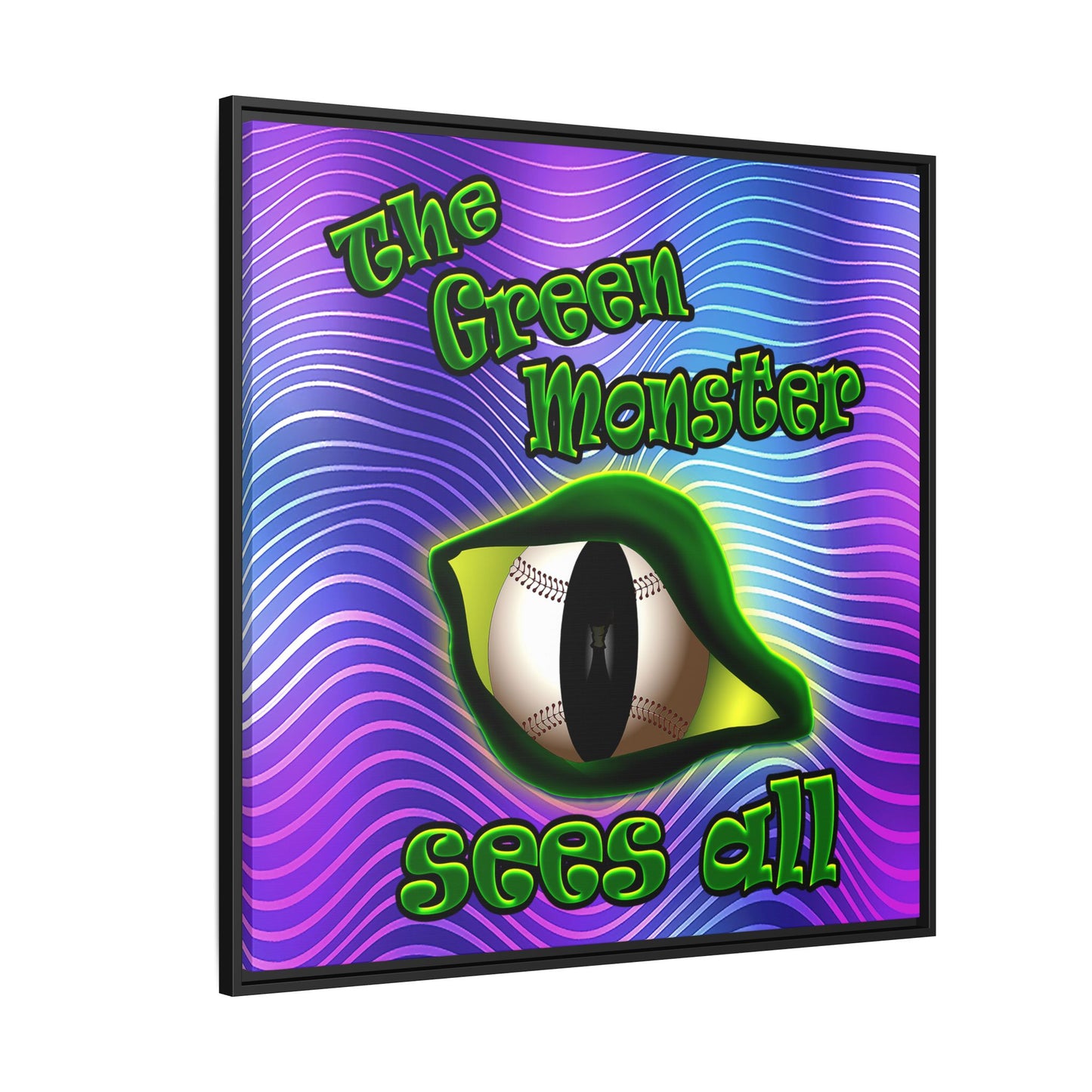 green monster - framed canvas art (purple wave)