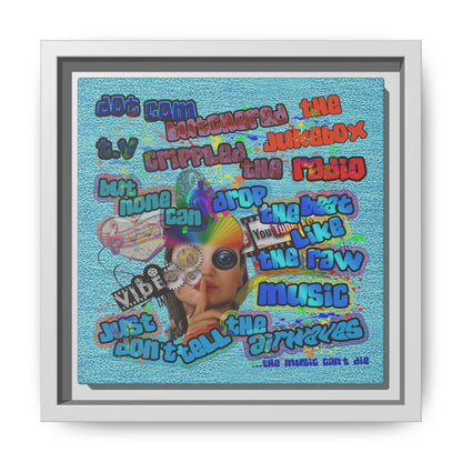 drop the beat - framed canvas art (faded blue)