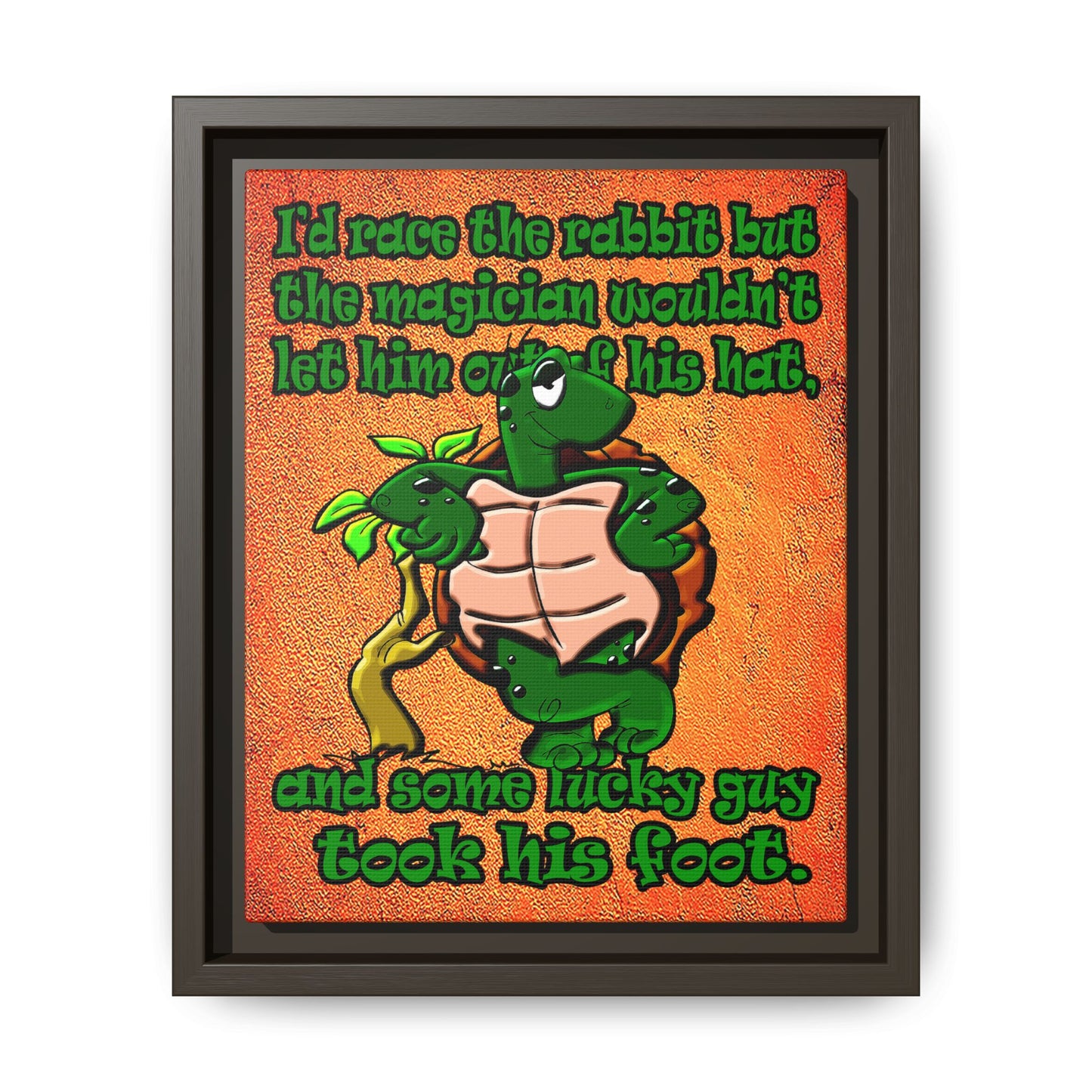 turtle race - framed canvas art (burnt orange)
