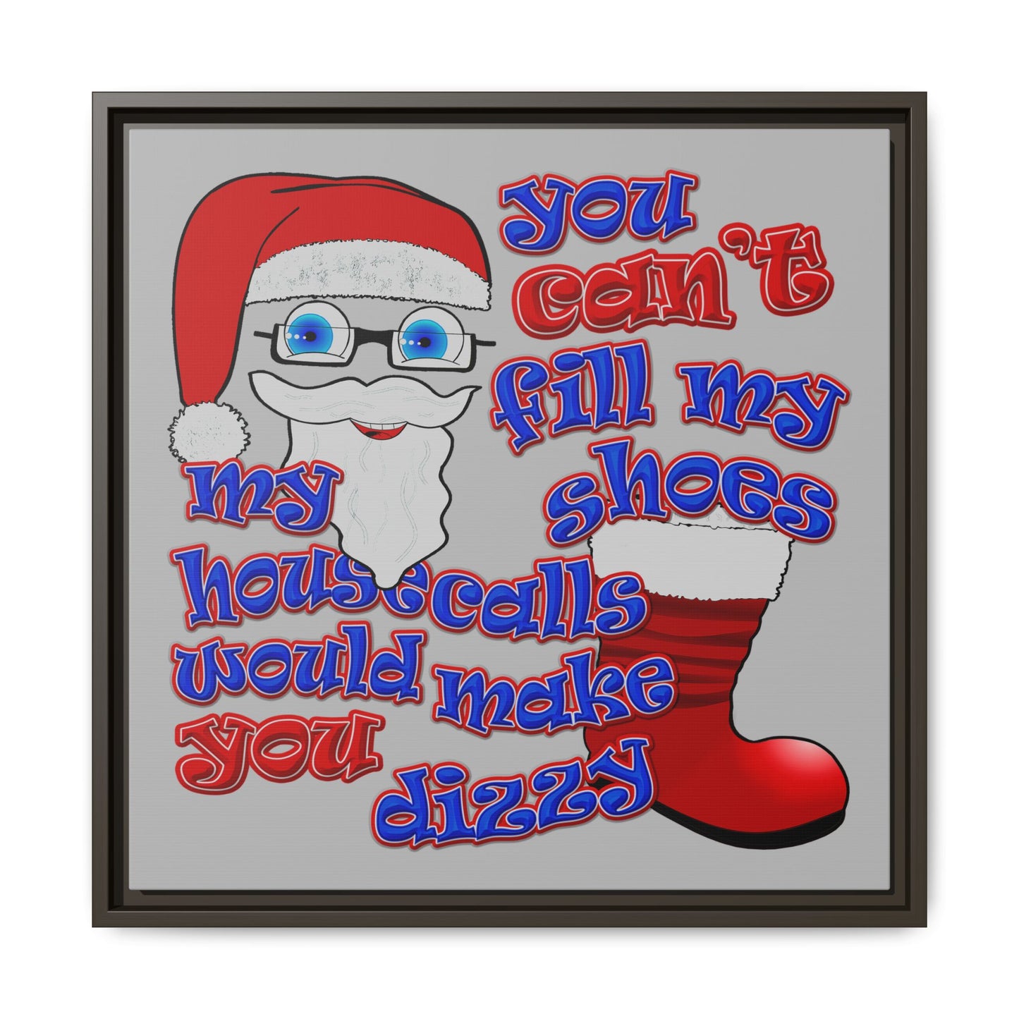 santa's shoes - framed canvas art (light grey)