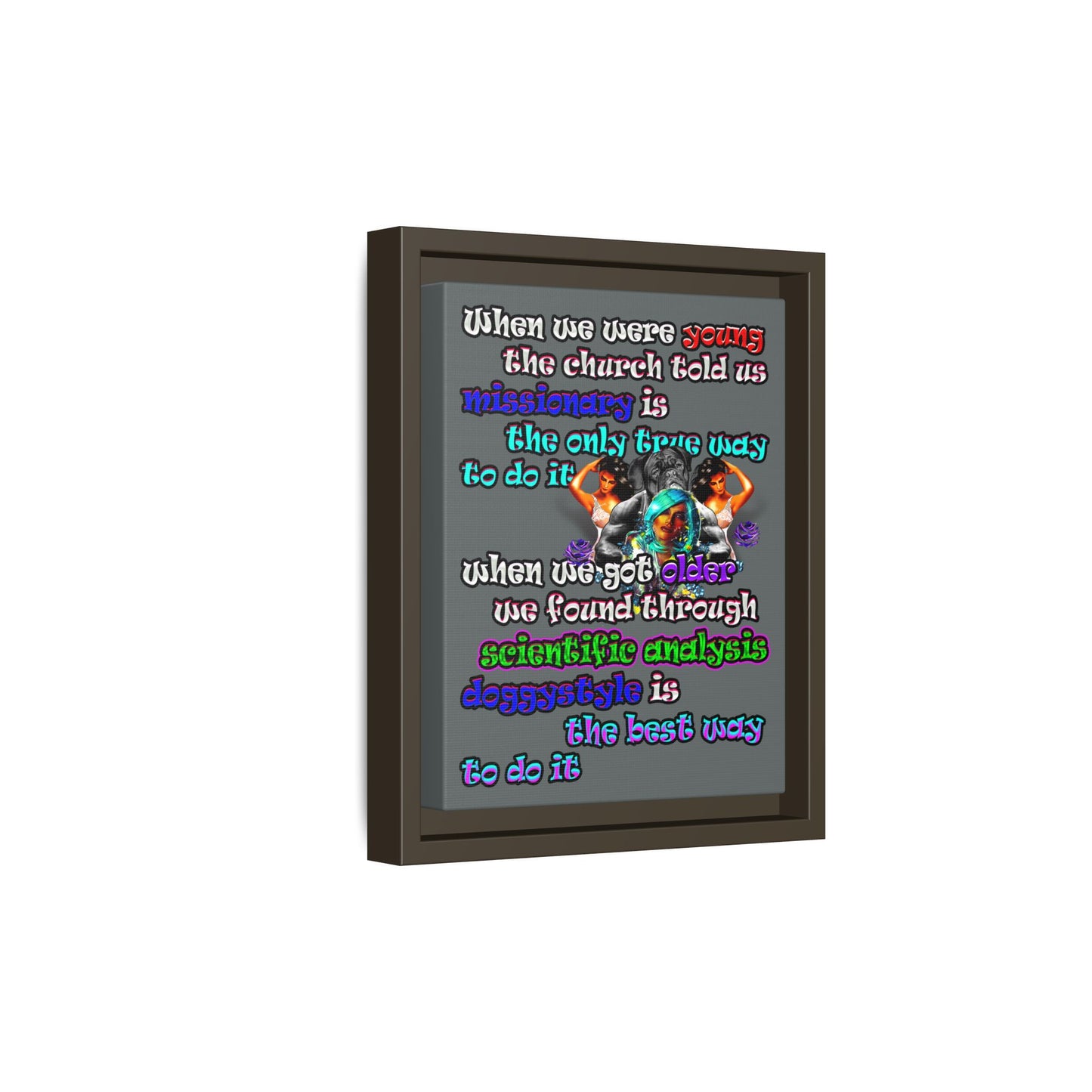 doggystyle - framed canvas art (dark grey)