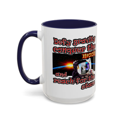 defy conquer reach - Accent Mug (white)