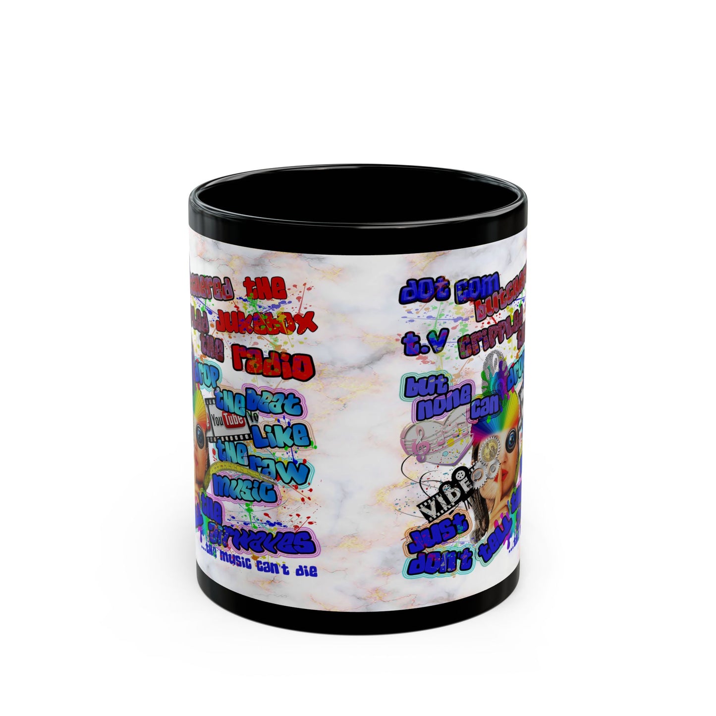 drop the beat - Black Mug (white marble)
