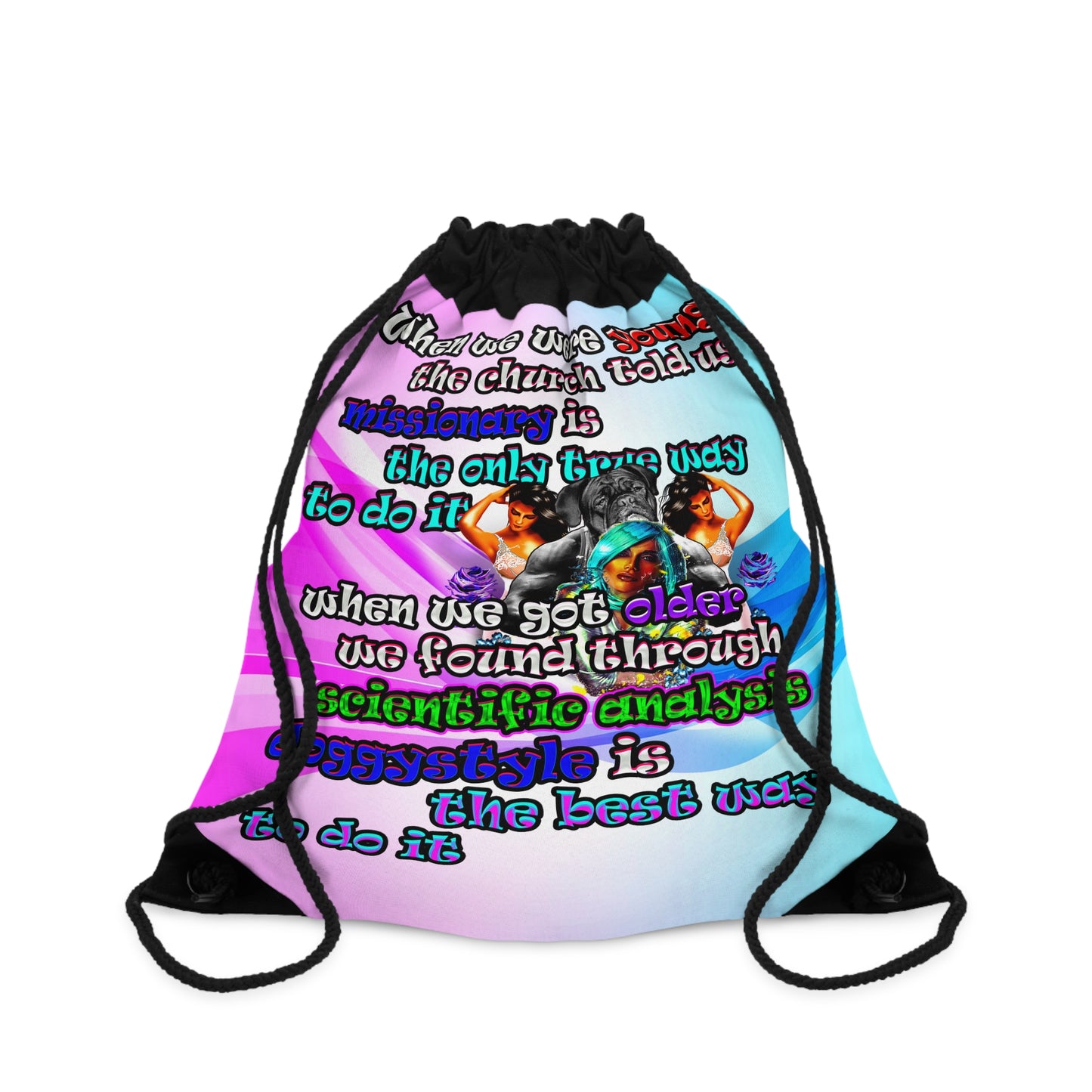 doggystyle - Drawstring Bag (light blue-pink wave)