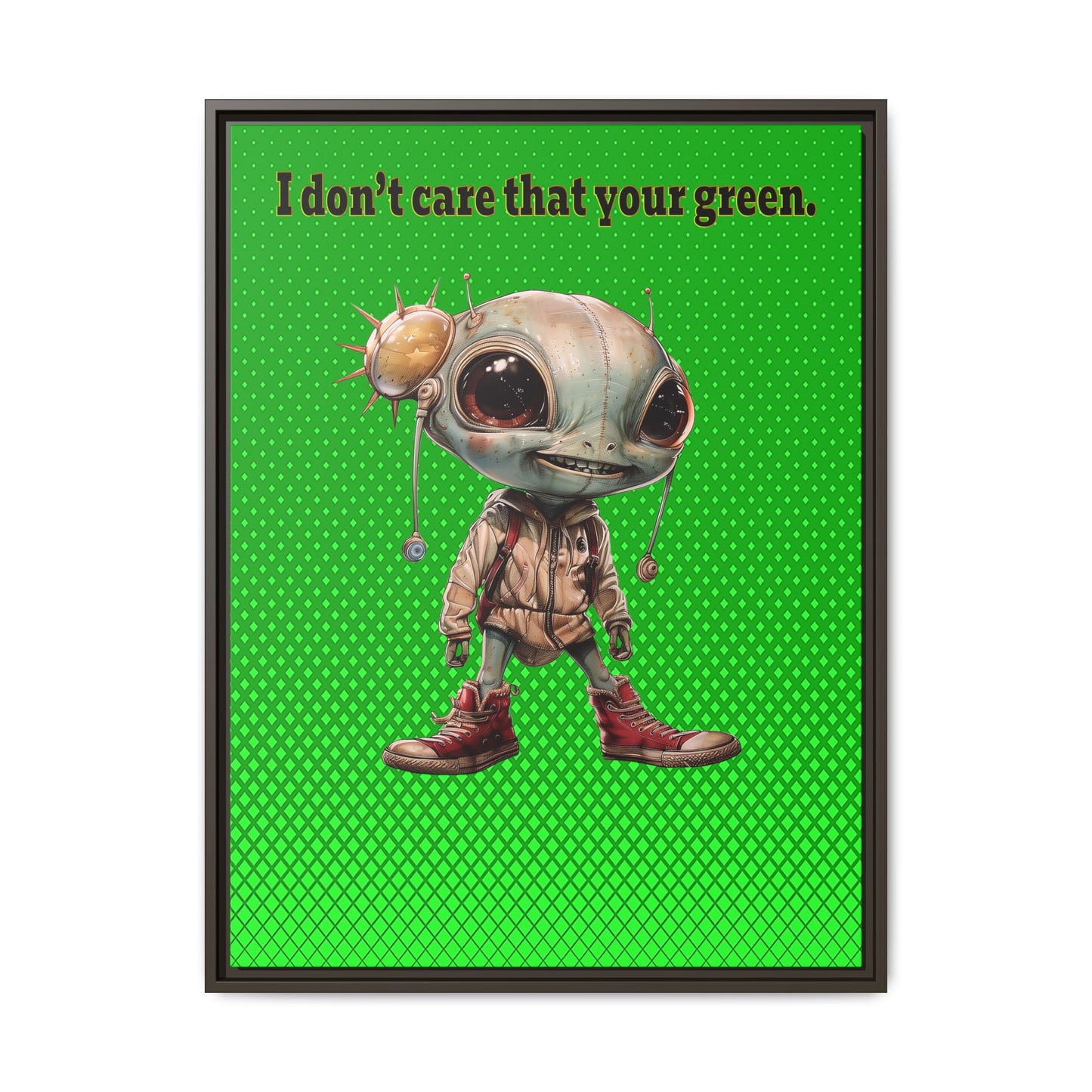 I don't care that your green - framed canvas art (logo green)