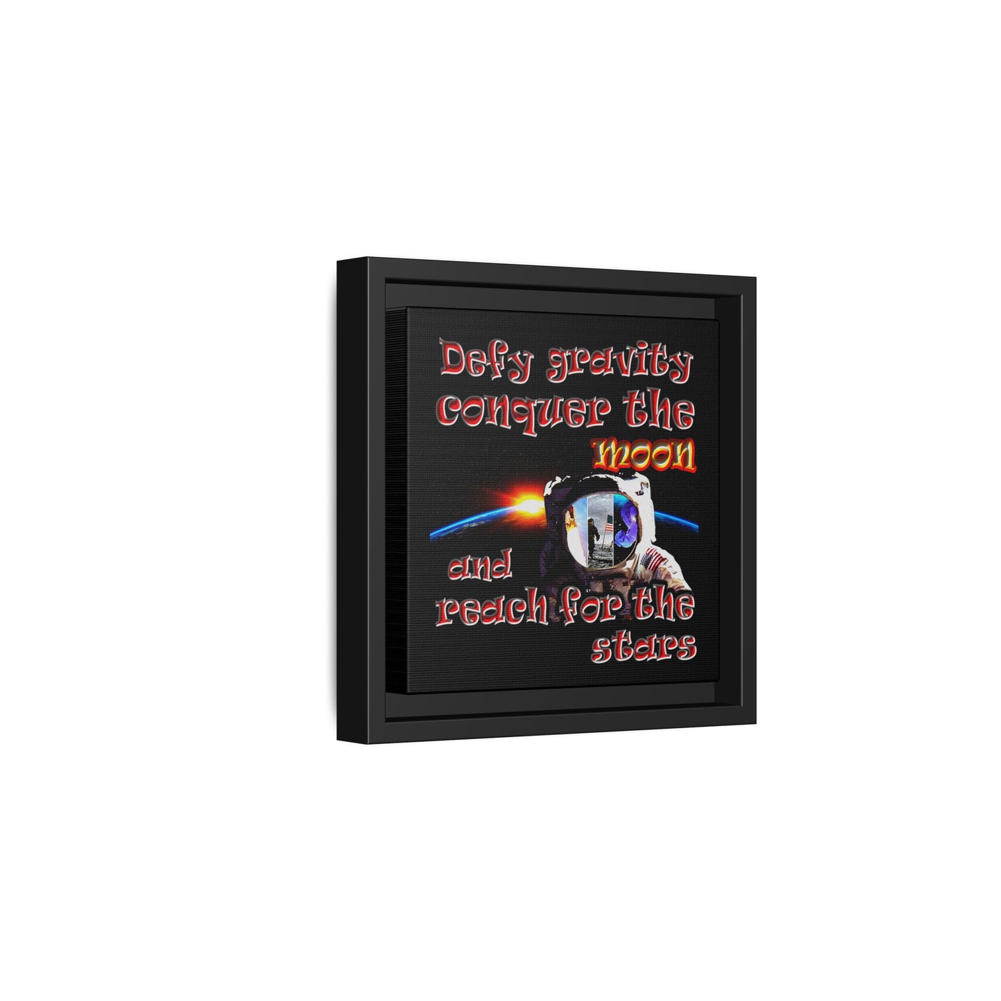 defy conquer reach - framed canvas art (black)