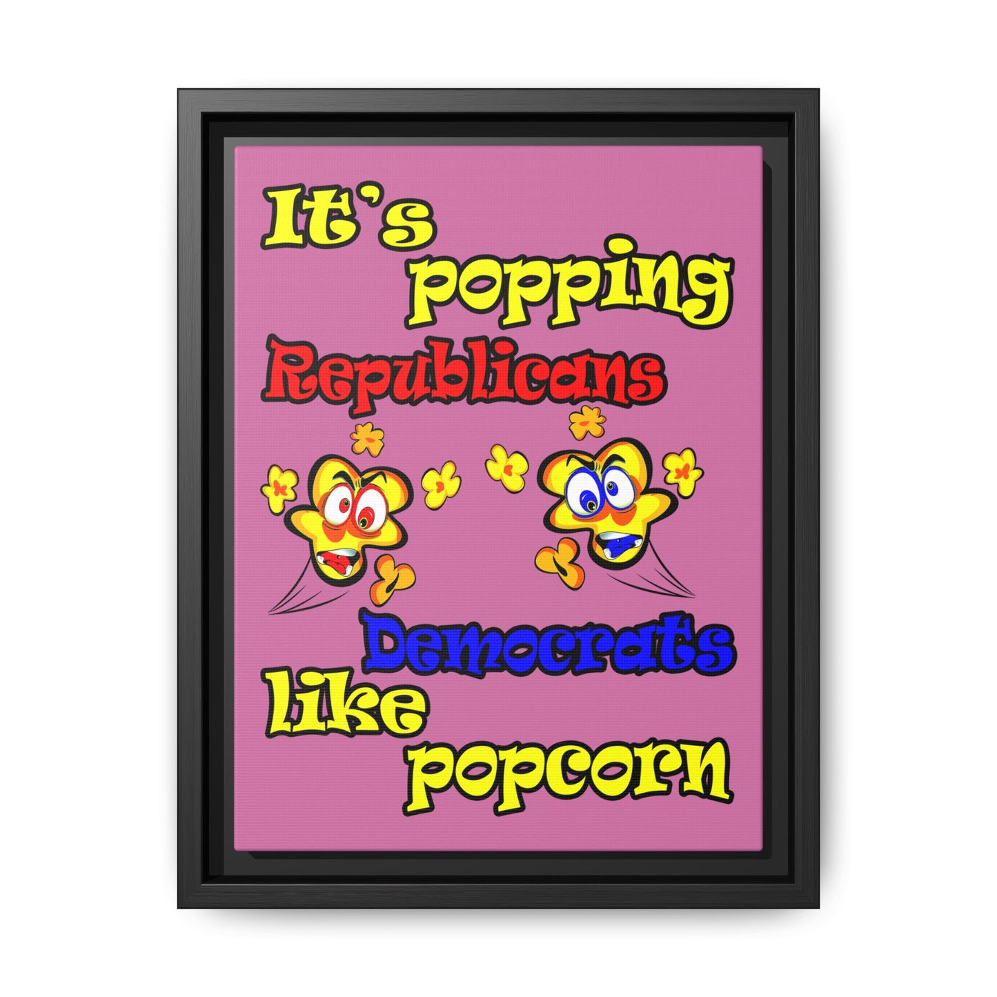 popping like popcorn - framed canvas art (light pink)