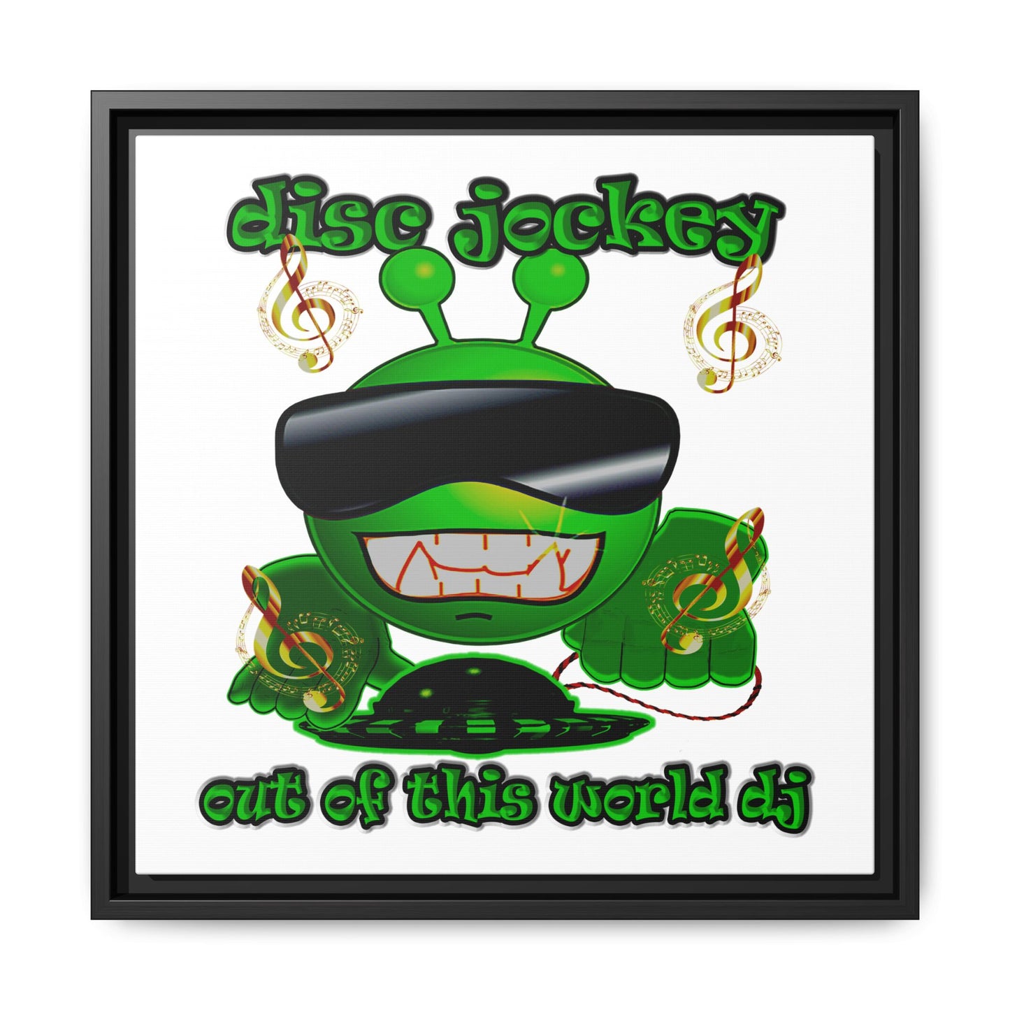 disc jockey - framed canvas art (white)