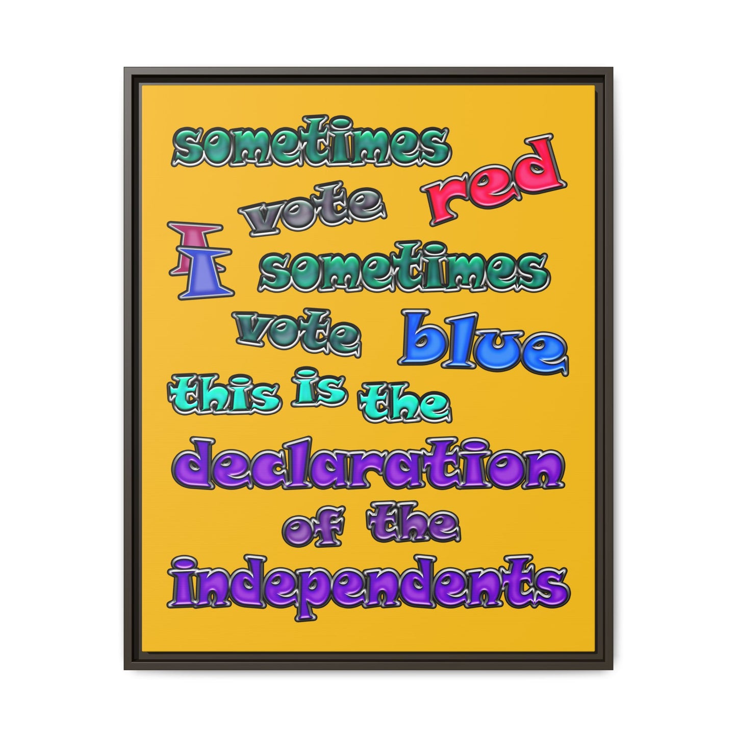 declaration of the independents - framed canvas art (yellow)