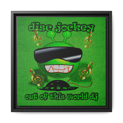 disc jockey - framed canvas art (green turf)