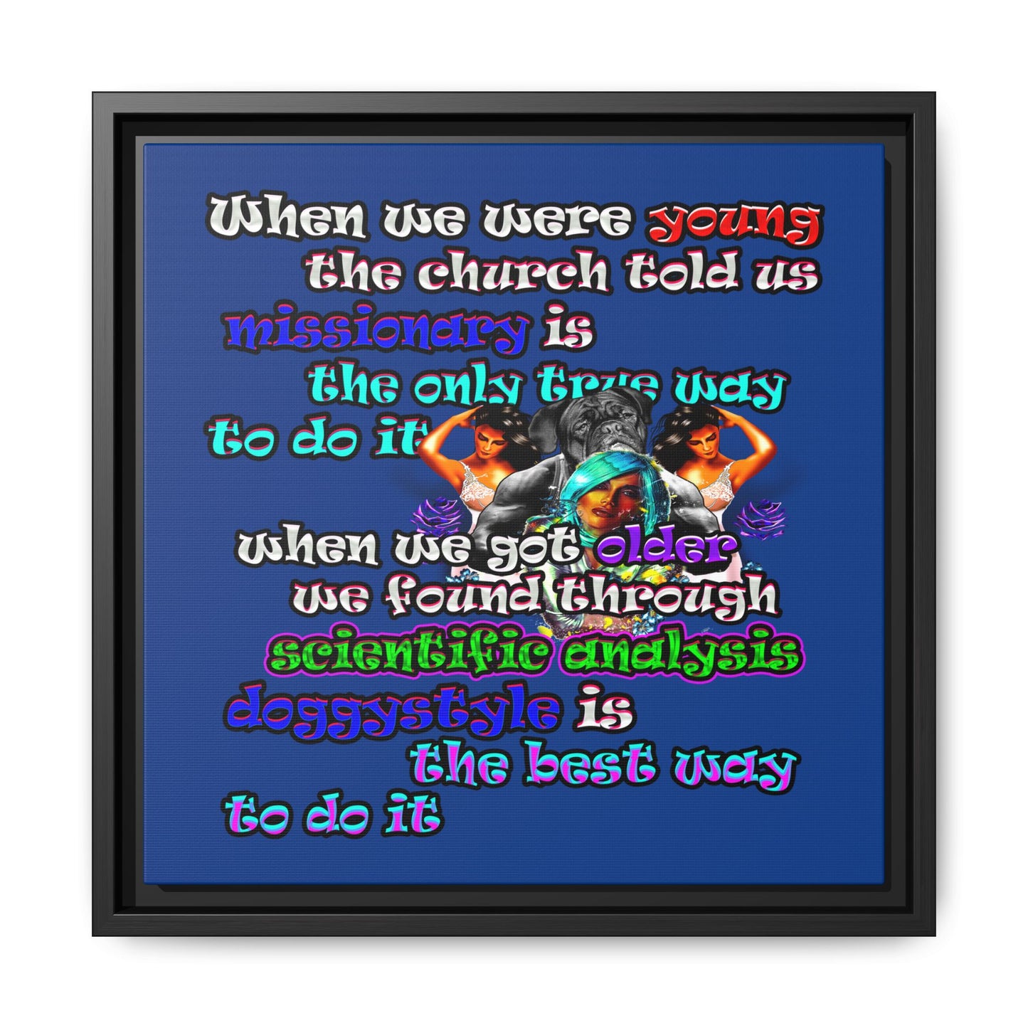 doggystyle - framed canvas art (dark blue)