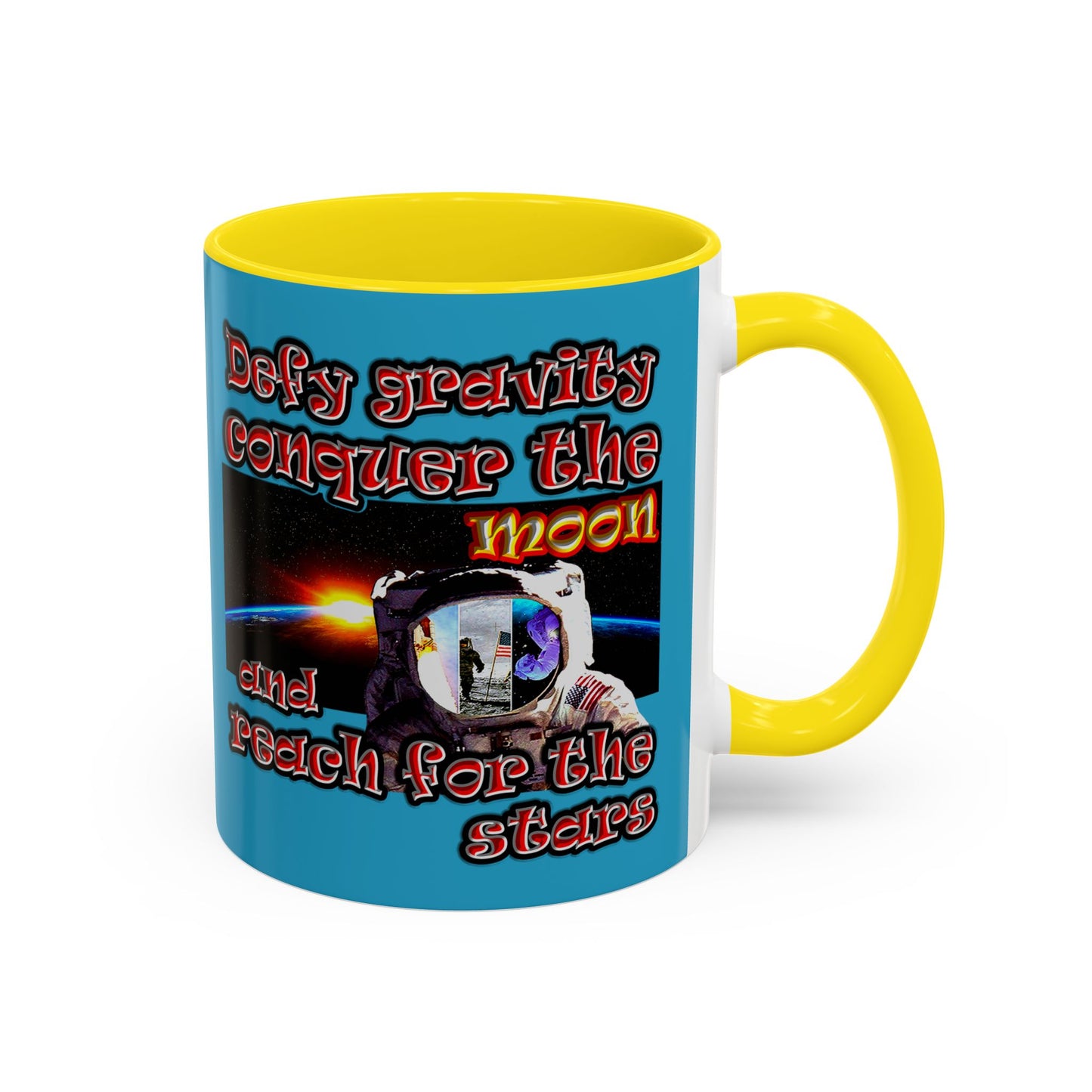 defy conquer reach - Accent Mug (turquoise)