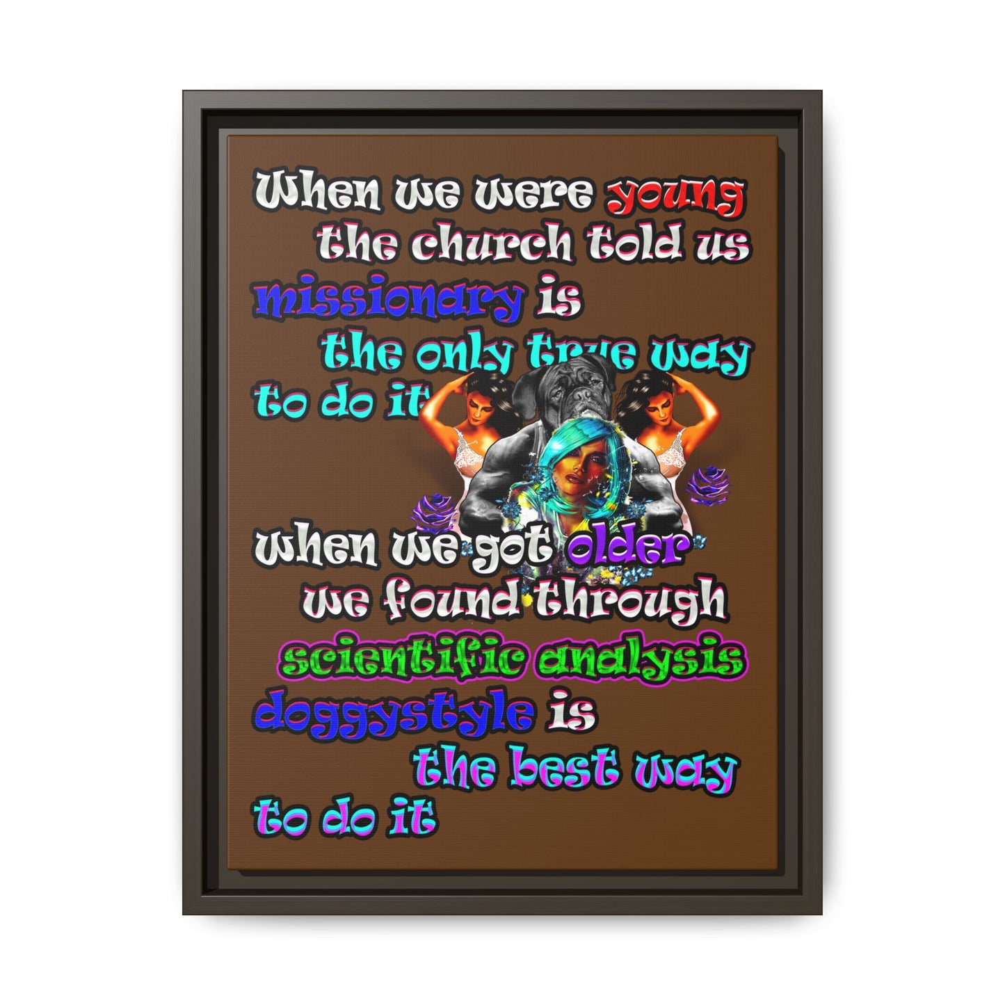 doggystyle - framed canvas art (brown)