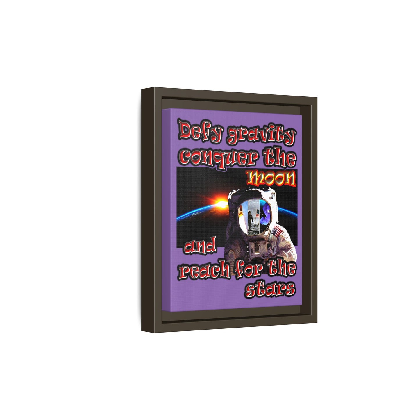 defy conquer reach - framed canvas art (light purple)