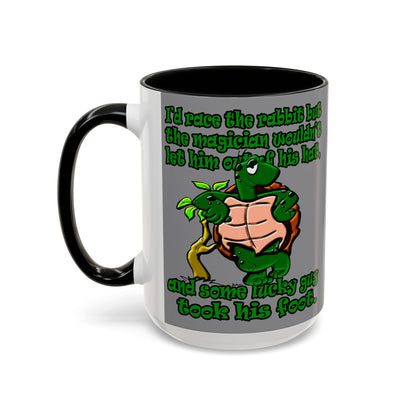 turtle race - Accent Mug (grey)