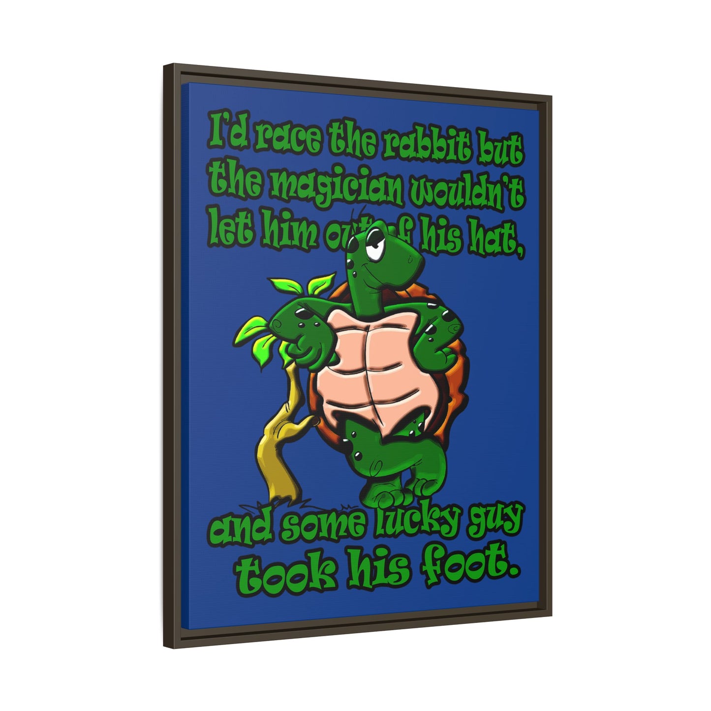 turtle race - framed canvas art (dark blue)