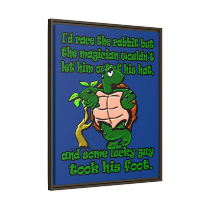 turtle race - framed canvas art (dark blue)